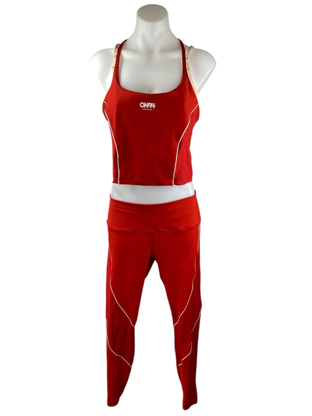 Old Navy Active Powersoft Red Athletic Activewear Tank & Skinny Pants Set Size L